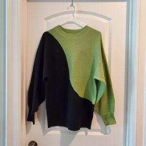 Green and Black Colorblock Sweater